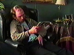 Mature hairy dude Gene jerks his hard prick while home alone