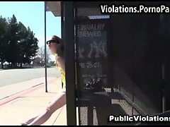 Surprise cumshot at bus stop