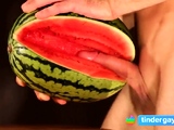 water melon cum - fucking a melon and cumming