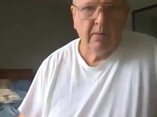 old man jerking his big dick