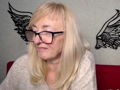 Blonde MILF with glasses on webcam