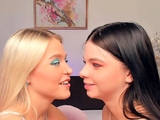 Blonde and Brunette Lesbians Share a Vibrator