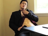 Horny gay asian tugging